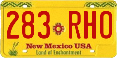 NM license plate 283RHO