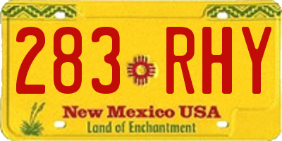 NM license plate 283RHY