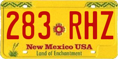 NM license plate 283RHZ