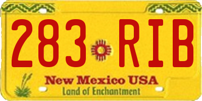 NM license plate 283RIB