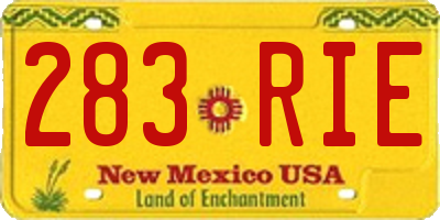 NM license plate 283RIE
