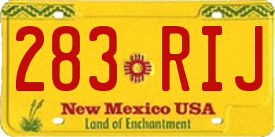 NM license plate 283RIJ