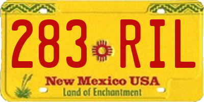 NM license plate 283RIL