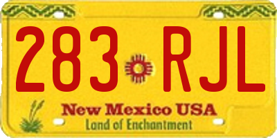 NM license plate 283RJL
