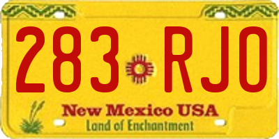 NM license plate 283RJO