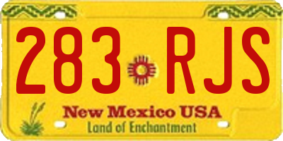 NM license plate 283RJS