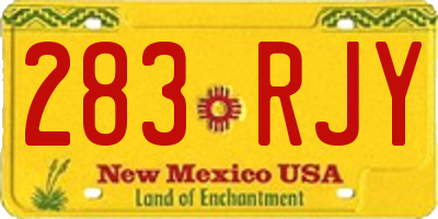 NM license plate 283RJY