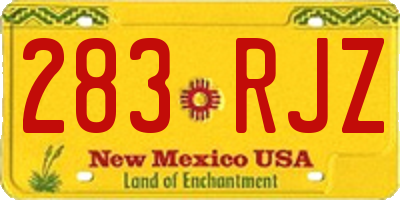 NM license plate 283RJZ