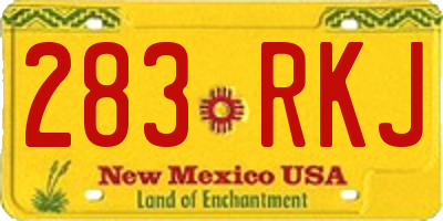 NM license plate 283RKJ