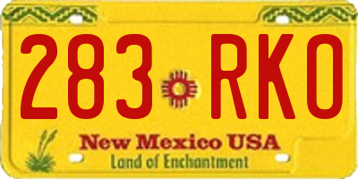 NM license plate 283RKO