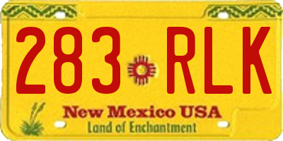 NM license plate 283RLK