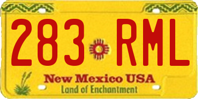 NM license plate 283RML