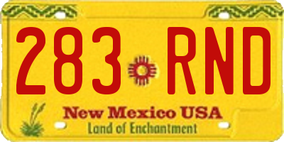 NM license plate 283RND
