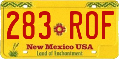 NM license plate 283ROF