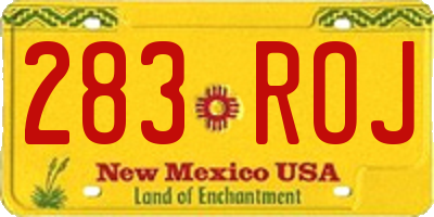 NM license plate 283ROJ