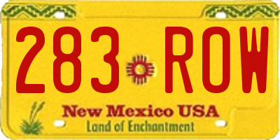 NM license plate 283ROW
