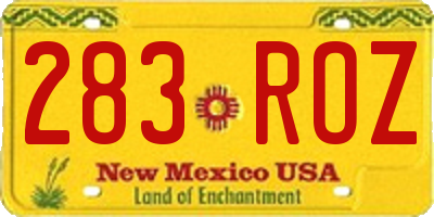 NM license plate 283ROZ