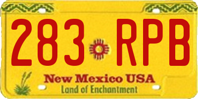 NM license plate 283RPB