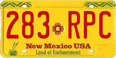 NM license plate 283RPC