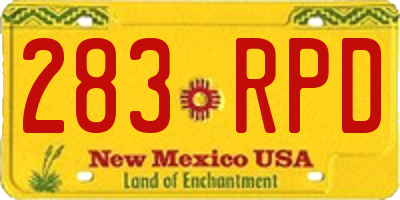 NM license plate 283RPD