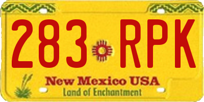 NM license plate 283RPK