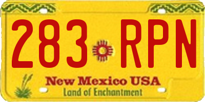 NM license plate 283RPN