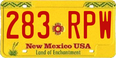 NM license plate 283RPW