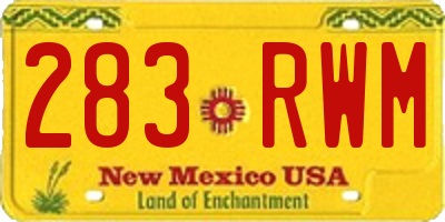 NM license plate 283RWM