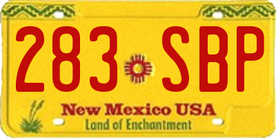 NM license plate 283SBP