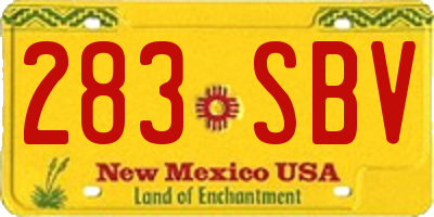 NM license plate 283SBV