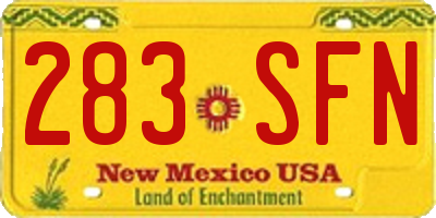 NM license plate 283SFN