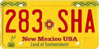 NM license plate 283SHA