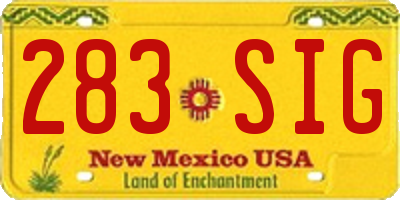 NM license plate 283SIG