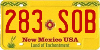 NM license plate 283SOB