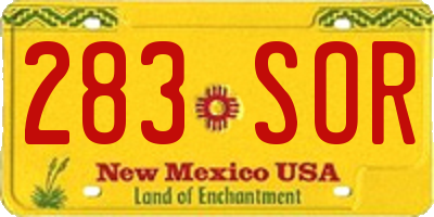 NM license plate 283SOR