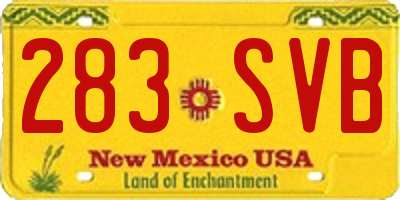 NM license plate 283SVB