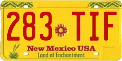 NM license plate 283TIF