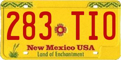 NM license plate 283TIO