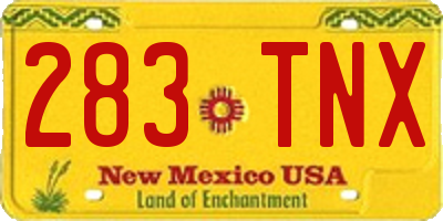 NM license plate 283TNX