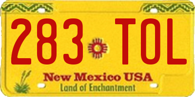 NM license plate 283TOL