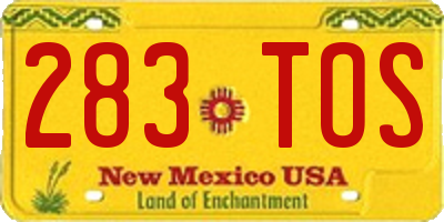 NM license plate 283TOS