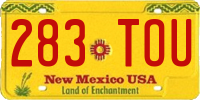NM license plate 283TOU