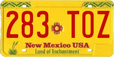 NM license plate 283TOZ