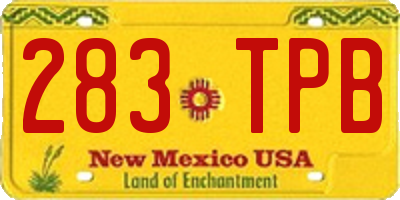 NM license plate 283TPB