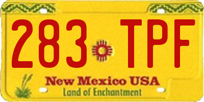 NM license plate 283TPF