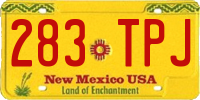 NM license plate 283TPJ