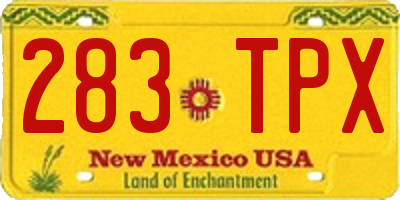 NM license plate 283TPX