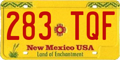 NM license plate 283TQF
