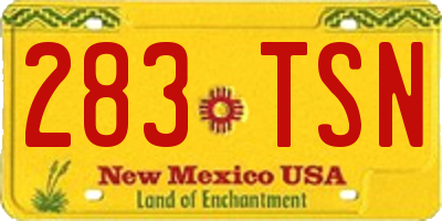 NM license plate 283TSN