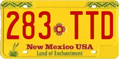 NM license plate 283TTD